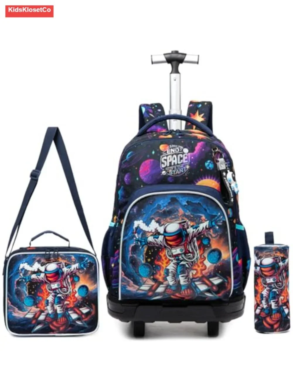 Rolling Backpack for Boys with Lunch Bag & Pencil Case